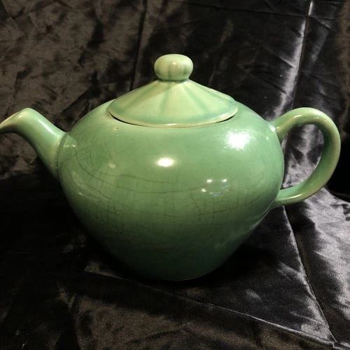 McCOY Green / Jade Teapot Tea Pot Glazed Pottery USA vintage