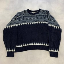 Vintage Knitted Jumper Abstract Patterned Grandad Knit Sweater Men's M