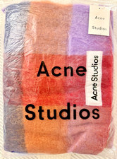 Acne Studios Oversized Plaid Scarf 100  x 15  Multicolor Fringed Soft Brushed
