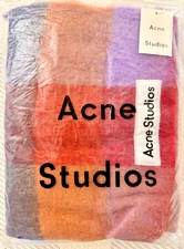 Acne Studios Oversized Plaid Scarf 100” x 15” Multicolor Fringed Soft Brushed