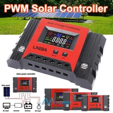 100A Solar Panel Battery Charge Controller 12V/24V/48V LCD Regulator Auto 4 USB