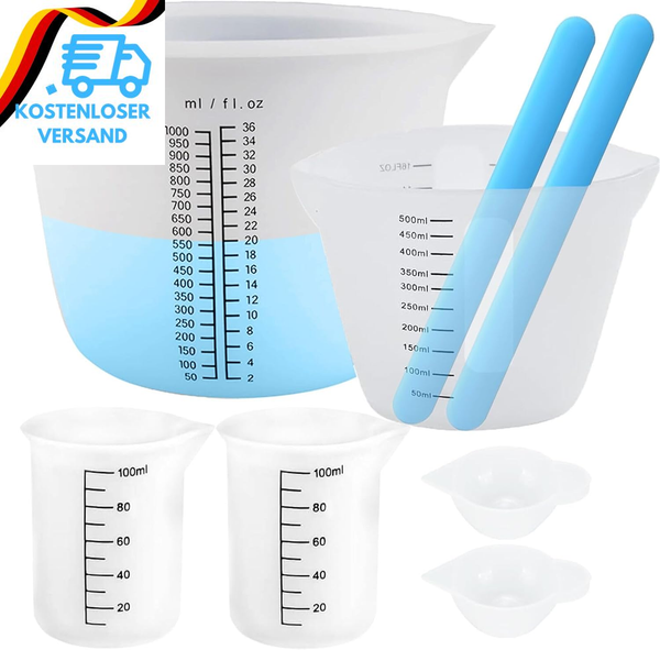 6 StüCk Silikon Messbecher Set FüR Epoxidharz, Silikonbecher 1000Ml/500Ml/100Ml/-image
