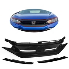 Fits For 2019-2021 Honda Civic Sedan Bumper Black Front Upper Mesh Grille Grill