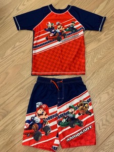 Super Mario Brothers MarioKart Rash Guard and Trunks Swim Set Size 7