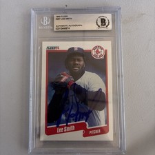 LEE SMITH BOSTON RED SOX 1990 FLEER BECKETT CERTIFIED AUTOGRAPH SIGNED CARD