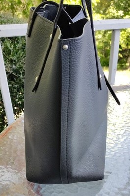 Coach 58849 LARGE Dark Gray Market Leather Tote w/Turn Lock Detail