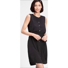 GAP Black Sleeveless Button Front Midi Shirt Dress with Belt Size Medium