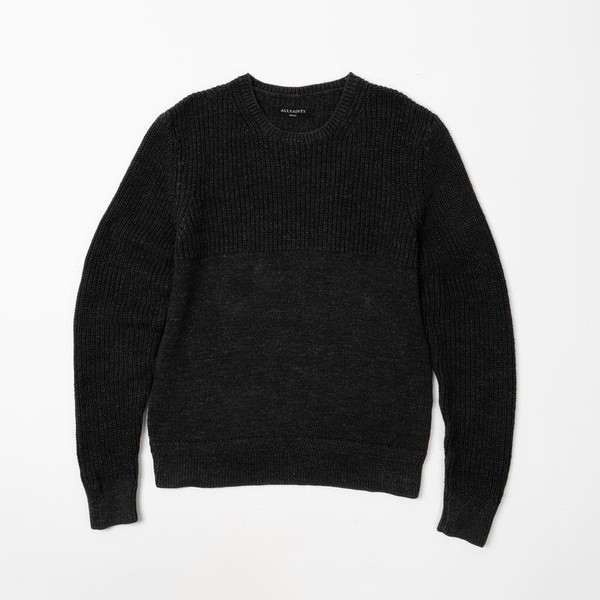 Men AllSaints Sweater Black Cotton 36 / S / 44