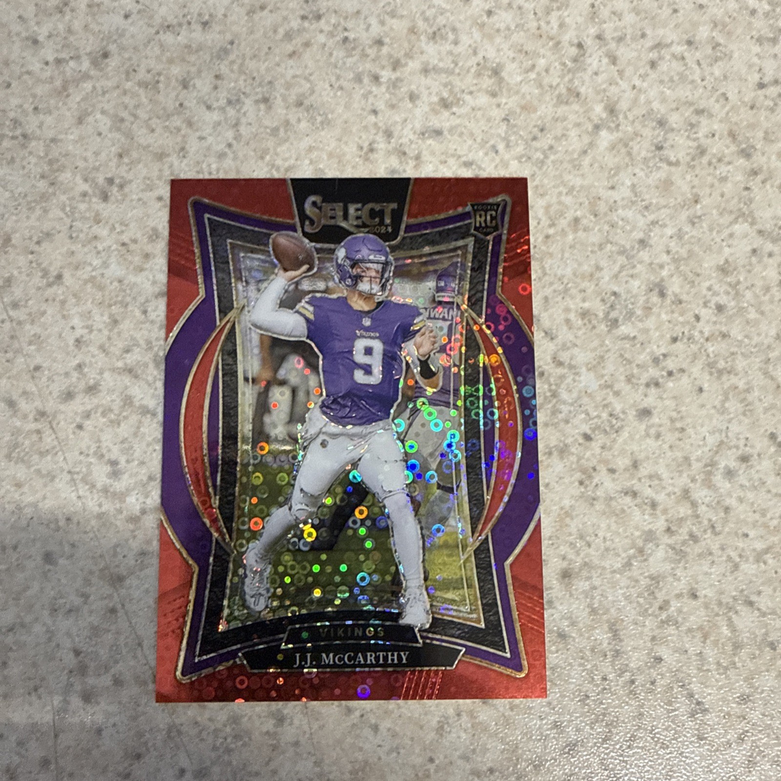2024 Panini Select JJ McCarthy Concourse RC Red Disco Prizm #/49 Vikings