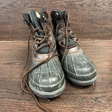 DUCK BOOTS Genuine Mens Snow Boot Sz 10 Brown Leather Black Thermolite Insulated