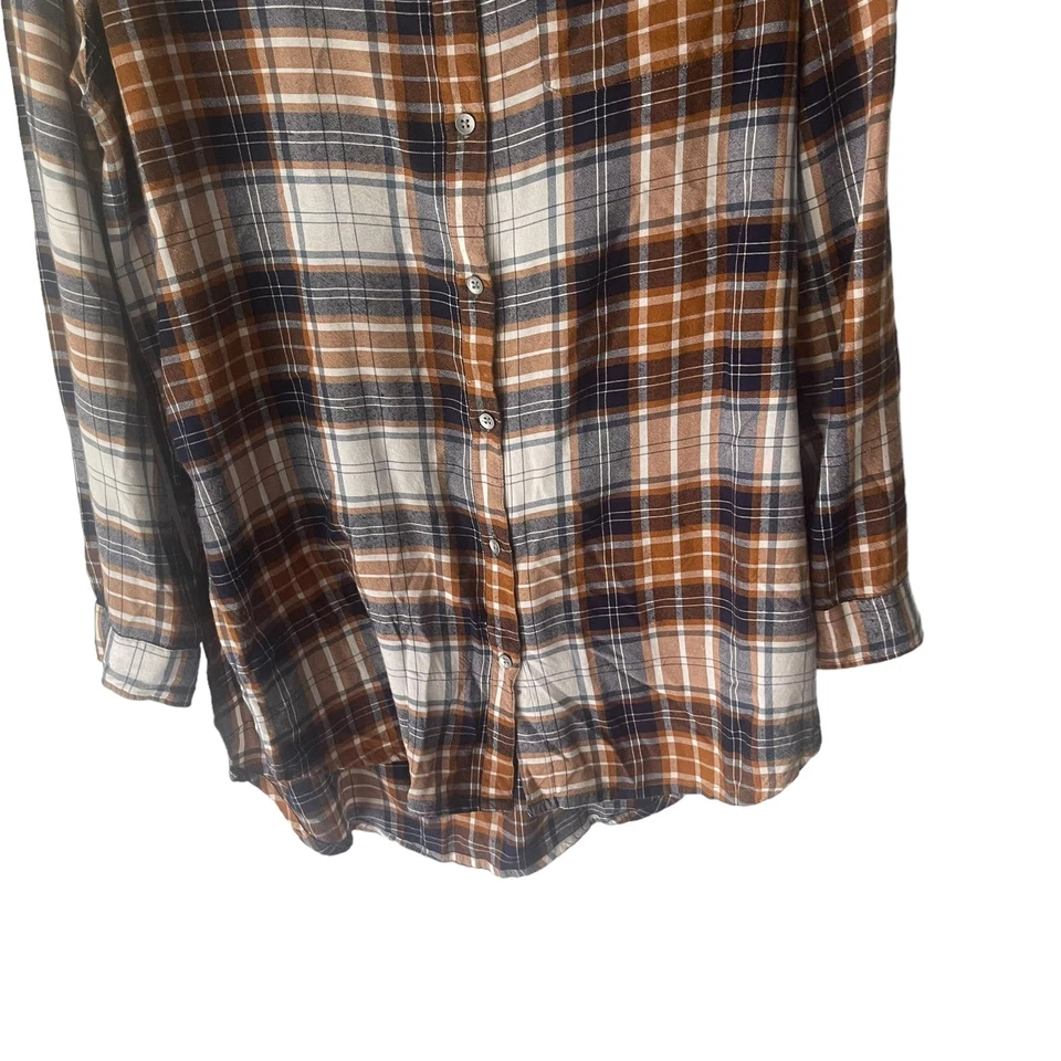 Jag женщин размер средний клетку коричневый синий кнопка туника Топ - Изображение 3 из 4