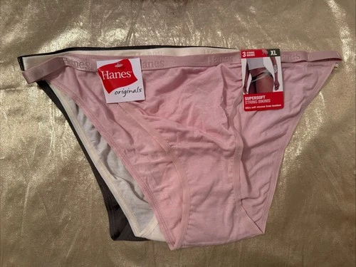 NWT Hanes Originals 3 Pack Tag Free Super Soft String Bikini Panties Size XL