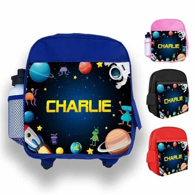 DAILYGIFTS Personalisierter Kinder Rucksack - individueller Name Weltraum Design Schultasche Jungen Mädchen 29