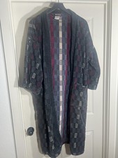 VTG Barrington Terry Cloth Robe Cotton Square Pattern Brazil Men  s Sz O/S No Tie
