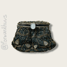 Vintage HandBeaded Evening Bag Metallic Beadwork FlapperStyle Design
