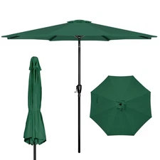 9ft Patio Umbrella: Durable, Green, 8-Rib Design for Outdoor Tables & Markets