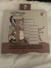 Ed Hardy Ultimate Razor Set 12 Refillable Cartridges Glides Easily on Skin See