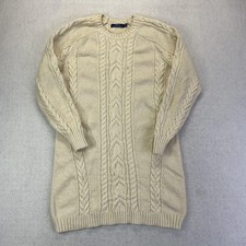Polo Ralph Lauren Sweater Womens Large Cream Cable Knit Pullover Long Heavy