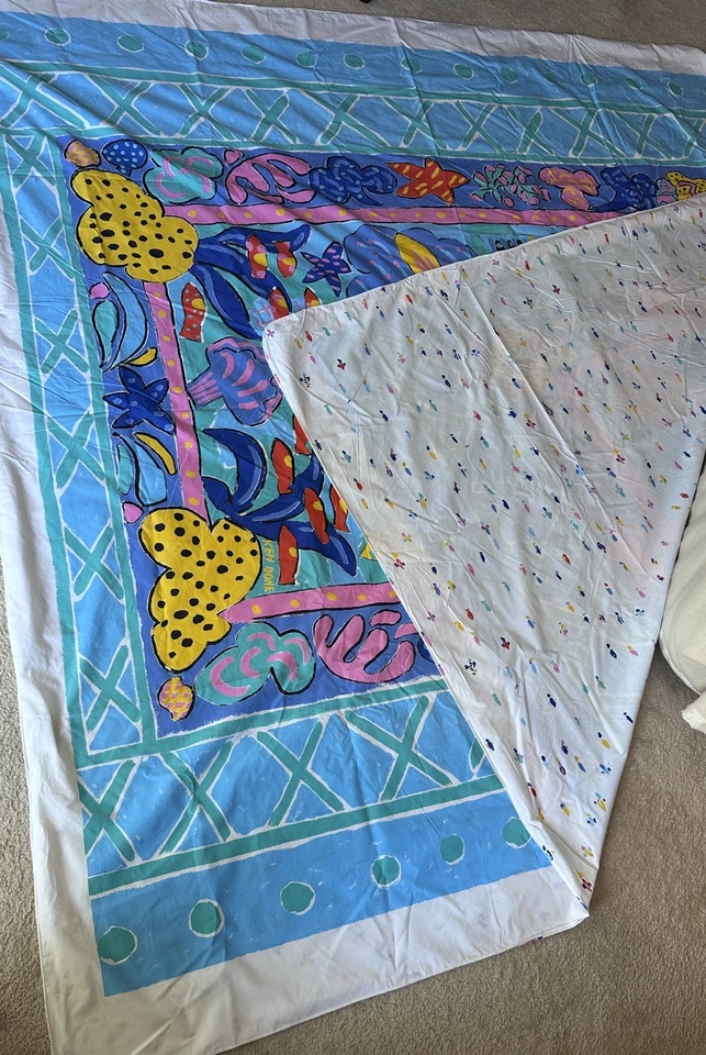 Rare Ken Done Sheridan Tropical Fish Vintage 80’s Queen Bedding Set Reversible - Image 4 of 4