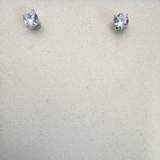 Sterling Silver 925 CZ Stud Earrings Round Prong Butterfly Closure