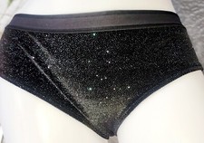 Victoria secret L Rare Vintage L Glitter Cotton Velvet Panty Cheeky Black
