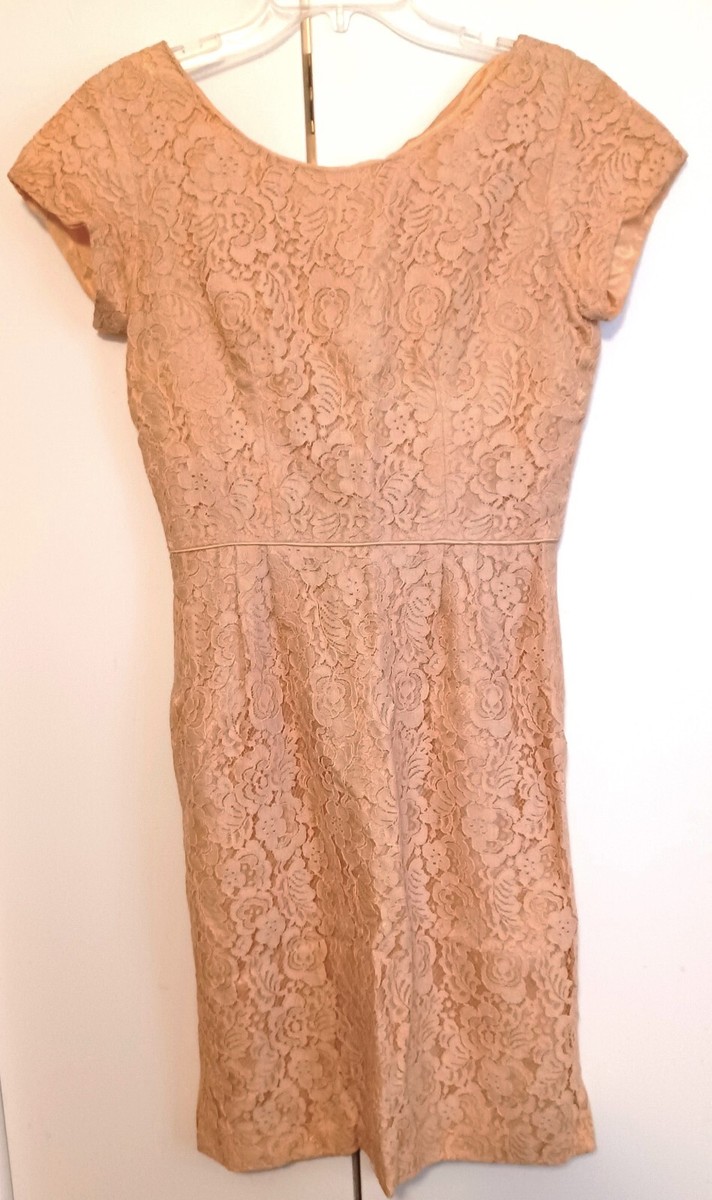 Vintage 1960s Size Small Beige Lace A-line Dress | eBay