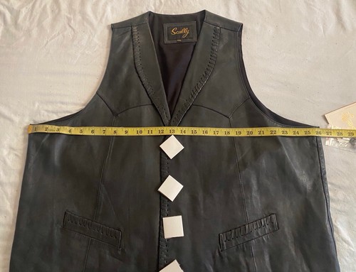 Leather Western Men's Whipstitch Vest Scully Black 206 Soft Lambskin Whip Stitch - Picture 8 of 15
