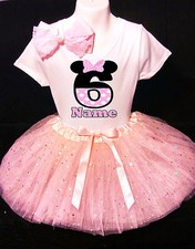 MINNIE MOUSE Dress --With NAME-- 6 sixth 6th Birthday Tutu dress Fast Shipping