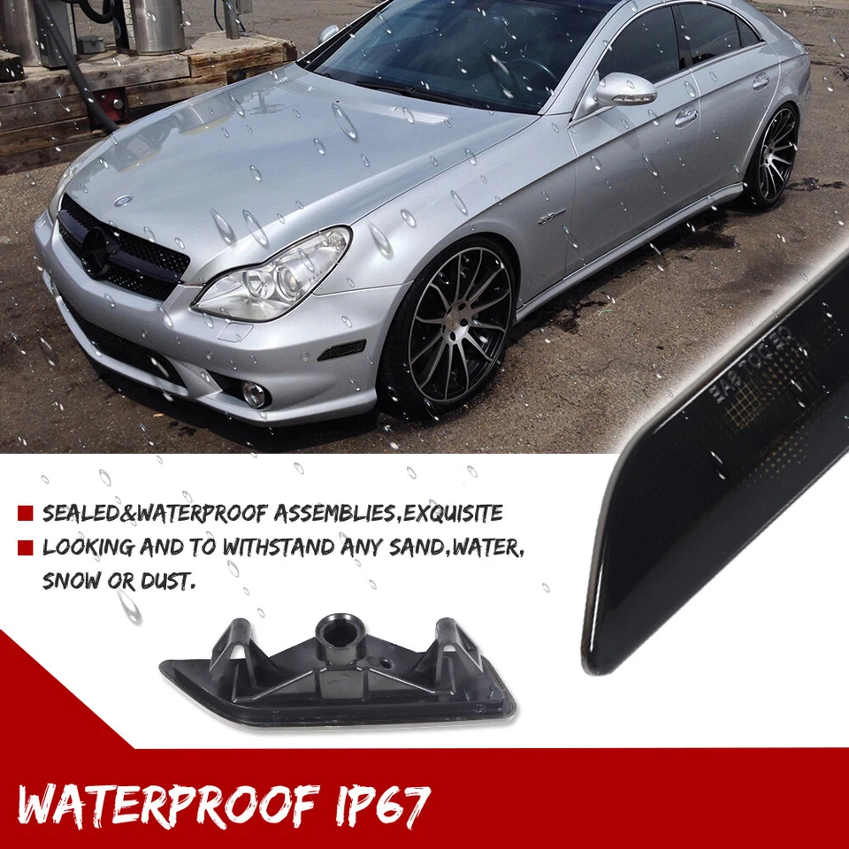2x Kit de luces marcadoras laterales delanteras de humo para 06-11 Mercedes W219 CLS500 CLS550 CLS63 Foto 4 de 4