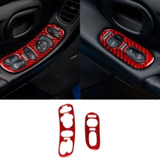 Inner Window Control Cover Trim For Chevrolet Corvette C5 Vinyl Red Carbon Fiber