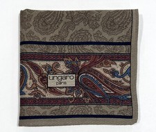HANDKERCHIEF MEN'S POCKET SQUARE Brown VINTAGE ART PAISLEY BANDANA COTTON 18  