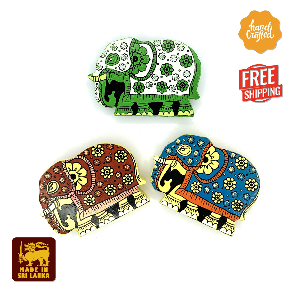 Ram Gopal Blue Pottery Handcrafted 'Fridge magnet ' Light Blue elephant ( Set of 2)-28 main image 0