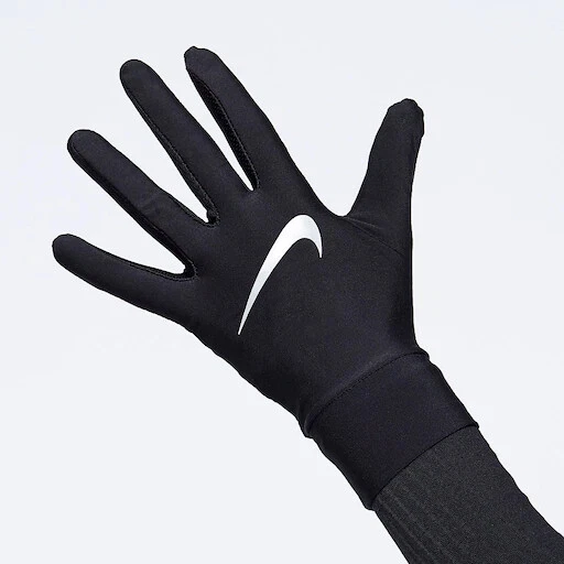 NIKE RUNNING GLOVES MENS DRI LIGHTWEIGHT TECH TOUCH SCREEN PHONE HI-VIZ BLACK - Image 3 of 4