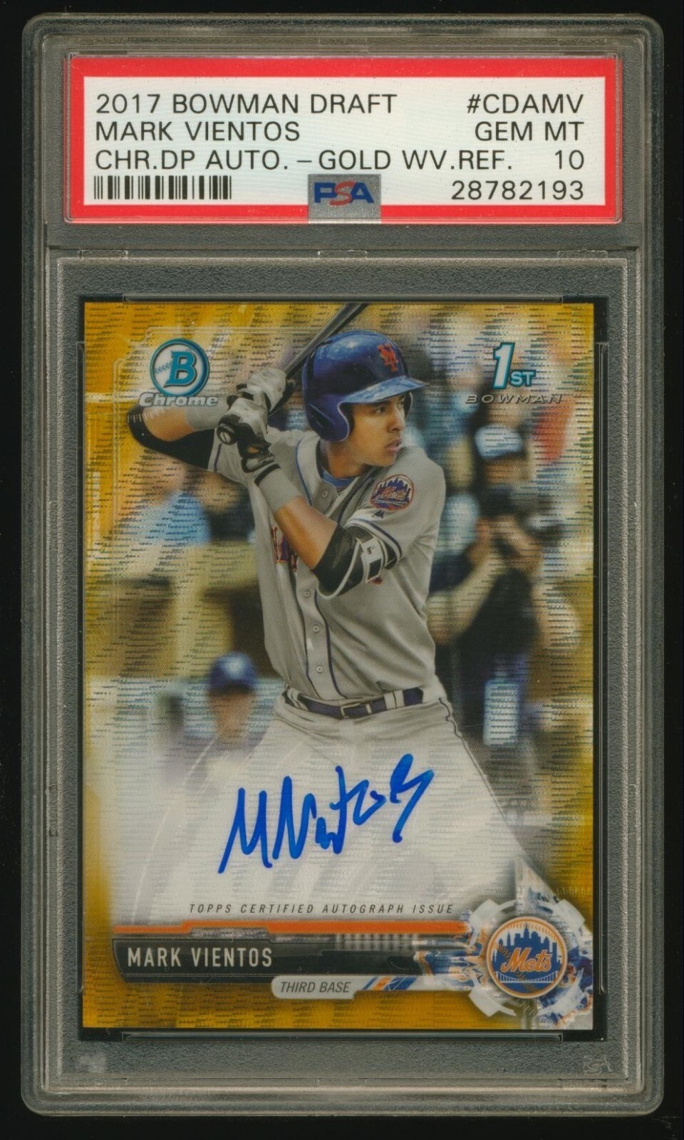 MARK VIENTOS 2017 Bowman Chrome Draft GOLD WAVE REFRACTOR AUTO #37/50 PSA 10 GEM