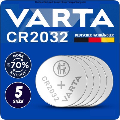 5 x Varta CR2032 DL2032 BR 2032 Knopfzellen Batterien 5 Stück NEU * aus 2025 *