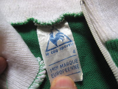 Maillot Cycliste Vintage Le Coq Sportif Années 70 - Acrylique Vert - Taille 4/L