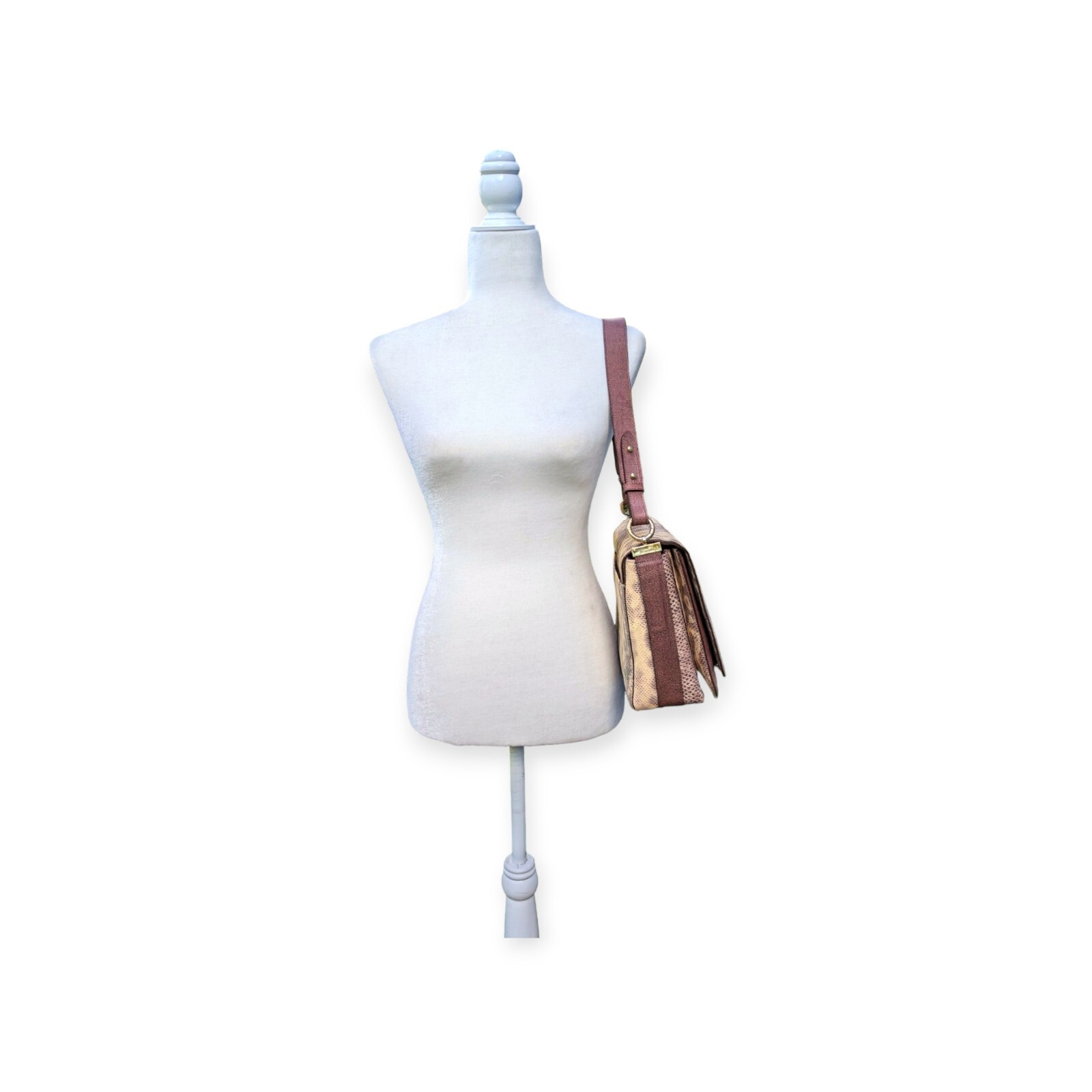 Brahmin Python Embossed Leather Shoulder Bag Huds… - image 5