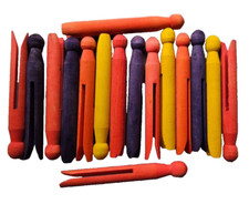 16 PC COLORED 4 1/4" X 1/2" CLOTHES PINS DIY PARROT BIRD TOY CRAFTS