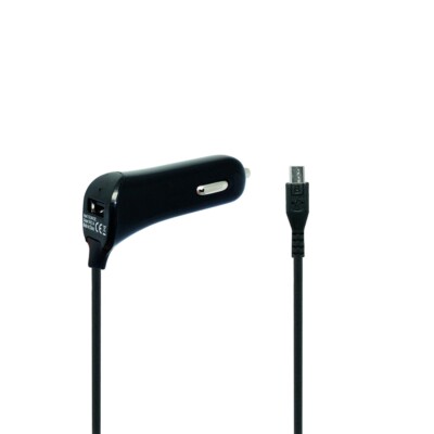 Black Color Heavy Duty 2.1 Amp Auto Car Charger DC Adapter Extra USB Connector 