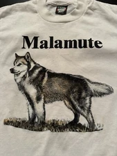 Vintage:  NOS Malamute Dog Medium White Single Stitch  Screen Stars Best.  USA.
