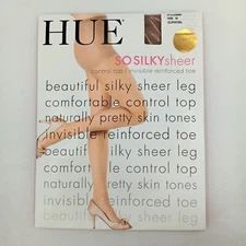 Hue So Silky Sheer Control Top, Invisible Reinforced Toe, Pantyhose Size 4 AF10