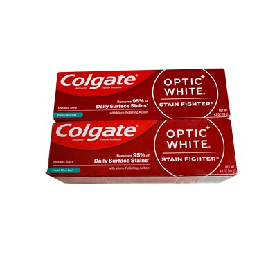 2 Colgate Toothpaste Optic White Fresh Mint Gel 4.2oz Each Oral Hygiene Lot 2026