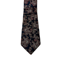 Vintage 1970s John Weitz Mens Silk Tie Navy Blue Multicolor Paisley 4"W x 59"L
