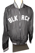 BLACK ROCK COFFEE BAR black nylon windbreaker zip up jacket adult M