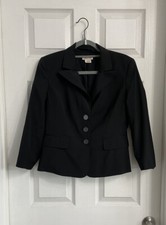 Michael Michael Kors Wool Blend Blazer Cropped Black Three Button Size 8