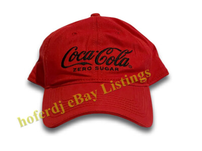 Coca-Cola Coke Zero Sugar Black Embroidered Logo Adjustable Baseball Cap Hat Red