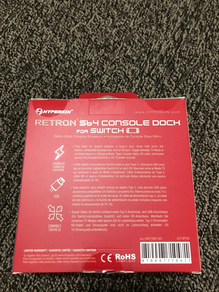 Hyperkin RetroN S64 Console Charging TV Dock for Nintendo Switch - Smoke Gray - Image 2 of 4