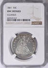 1861 Seated Liberty Half Dollar 50c NGC UNC Details