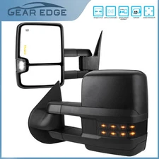 Pair Power Heated Signal Smoke Tow Mirrors for 99-02 Chevy Silverado GMC Sierra