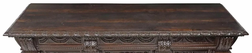 Aparador antiguo, renacimiento renacentista italiano, tallado, nogal, ¡principios de 1900! Foto 4 de 4